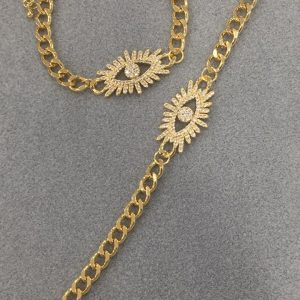 Brazalete ojo turco Gde. dorado con circonias