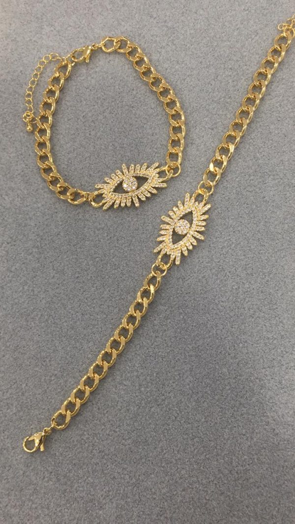 Brazalete ojo turco Gde. dorado con circonias